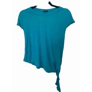 Terez Girl's Aqua Side Tie Short Sleeve Jersey T-shirt Top Size‎ L $46